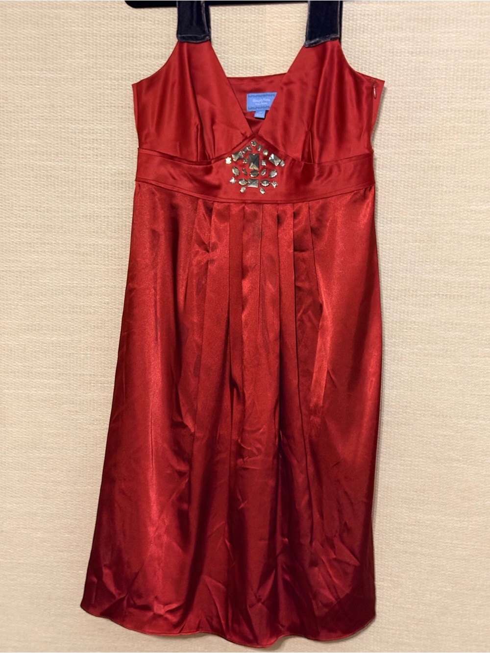 Simply Vera Vera Wang Red Satin Midi Dress with Embellished Bodice